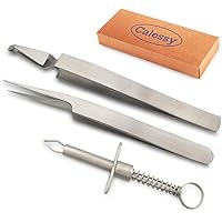 Calessy Zeckenzangen Set in umweltfreundlicher Verpackung 3-Teilig aus rostfreiem Edelstahl