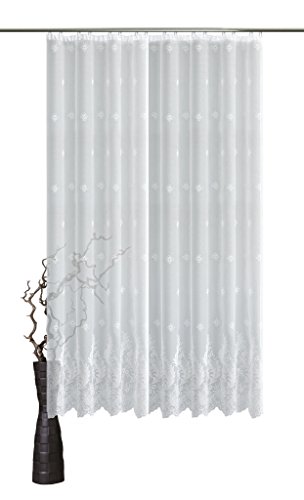 Maßgeschneiderte weiße Jaquard Store Gardine “Chemnitz“, inklusive Kräuselband, Vorhang nach Maß, weiße Gardinen nach Maß, Höhe 90 – 260 cm, Breite 1 –12 Meter (240 x 250 cm /HxB) - 3