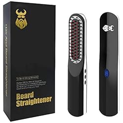 Lisseur pour Barbe, Brosse Lissante Chauffante avec sans Fil / Anti-Brûlure / Mise Hors Tension Automatique / Températures Ajustables / Taille Mini pour Voyager / Maison