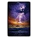 Produktbild Bathroom Bath Rug Kitchen Floor Mat Carpet,Lake House Decor,Epic Lightning and Storm on the Sea Wave Horizon Bad Weather Atmosphere Home Decor,Purple Orange,Flannel Microfiber Non-slip Soft Absorbent