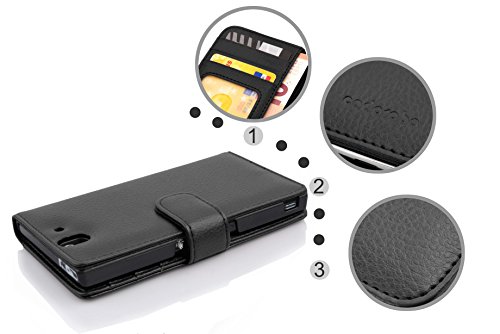 Cadorabo Sony Xperia Z Funda Estilo Libro de Cuero Sint  tico en NEGRO   XIDO Cubierta Protectora con Cierre Magn  tico y 3 Tarjeteros     Protecci  n Carcasa Caja Etui Case Cover