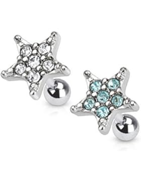 Paula & Fritz® Ohr Cartilage Hantel aus Edelstahl Chirurgenstahl 316L Stern au...