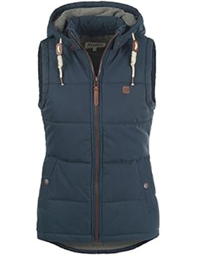 DESIRES Lew Damen Weste Steppweste Übergangsweste mit Kapuze aus hochwertiger Baumwollmischung