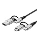 Produktbild TNP USB Typ C Kabel (91 m) Schnellladekabel mit USB-C (weiblich) auf Micro-USB und USB A (männlich) Adapter Konverter Stecker - Schnellladekabel Nylon geflochten Ladekabel Kabel