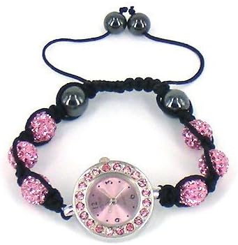 Prince LondonShamballa Style Bracelet Watch with Sparkling Clay Crystal Disco Balls Silwer Pink