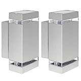 MODERNE OPTIK: 2 Aluminium Wand Aufbauleuchten Wandlampen für den Außenbereich IP44 in ansprechendem silber-grauen Gehäuse mit Up & Down Light