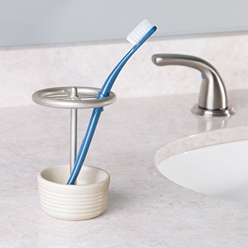 Interdesign 15370EU Elsa Keramik Zahnbürstenhalter, natur / satiniert - 2