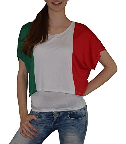 S&LU absolut angesagtes 2-teiliges Damen Italien-Fan-Flagtop Größe XS-L (weiß, XS-L)
