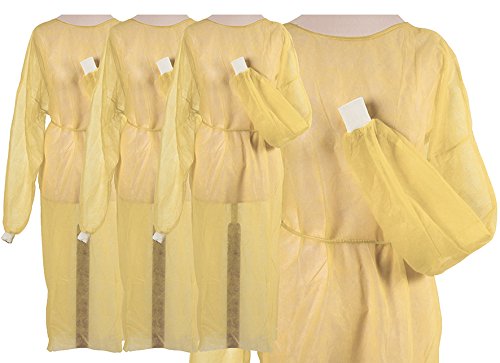 Fieltro Bata impermeable amarillo 139 x 139 cm. con pe laminado 20 unidades con extra fuerte, puños Original Tiga Med