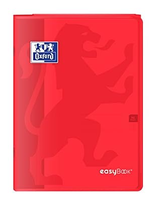 Oxford 400100007 EasyBook Cahier agrafé A4 96 pages 90 g grands carreaux seyès Rouge
