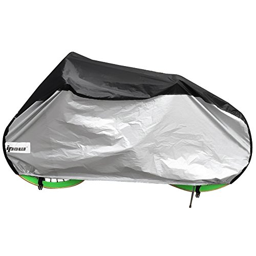 Ipow 210D Oxford-Gewebe Fahrradabdeckung mit Aufbewahrungsbeutel, Wasserdichte Fahrradgarage Abdeckhaube Fahrrad Schutzhülle - Robuster und Sitzfester Bike Cover mit Beutel, Kompatibel mit allen Fahrradmodellen, 200 x 110 x 70 cm