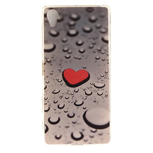 Sony X Hülle, Xperia X Hülle Case, Cozy Hut Sony Xperia X Hülle TPU Case Schutzhülle Silikon Crystal Clear Case Sony Xperia X (5 Zoll) Hülle Case Cover Ultra-Transparente Flexible TPU Bumper Handy Tasche Case Cover Etui Hülle mit Anti-Rutsch Kratzfest – Herzförmige Wassertropfen - 2