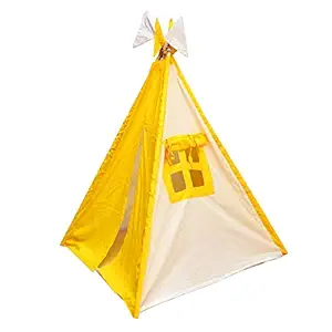 NEXT DAY ART Lightweight Folding Camping Tent House for Kids Childrens Indoor Outdoor Pop Up Teepee Play House Toy for 3 to 10 Year Boy and Girl Kids (Yellow)