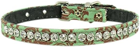 Evans Collars 3/8" Jeweled Collar, Size 16, Damask, Chocolate Mint