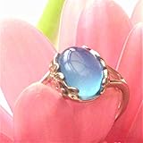  Anillo de plata de ley calcedonia azul, ajustable, acabado a mano
