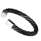 Gnzoe Schmuck Damen Edelstahl Armband Geflochten Schwarz