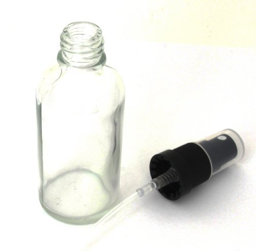 Bee Beautiful 50ml Clear Glass Bottle with Black Atomiser Mist Spray (5 X 50ml Bottles)