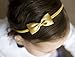 Baby Bow Headband, Small Satin Bow Handmade Headband, Baby to Adult Headband (Gold)