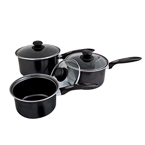 Anika Benross Marketing Lot de 3 casseroles en Acier au Carbone Non adhésif Noir