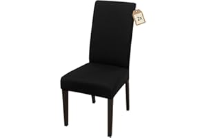 FIGOOO Fundas Sillas de Comedor Pack 2 Fundas para Sillas Ajustables Licra Cubiertas para Sillas Extraíbles Lavables Desmontables Fundas Protectoras para Sillas con Respaldo Altas(Negro,2pcs)
