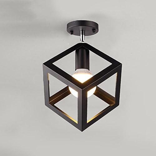 Vintage Industrial Edison Mini Painting Metal Flush Mount Ceiling Light Lighting Fixture Pendant Light for Living Room/Bedroom/Dining Room/Kitchen/Bathroom Chandelier ( Color : Black 2 )