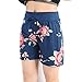 Produktbild Kurzehose Damen,Sonnena Sommer Mode Frauen Blume Print Dünn Shorts Mini Hosen Damen Reizvoller Tunnelzug Hotpants Sommerhose Lässig Kurze Yoga Hose Strandhose (XL, Blau)