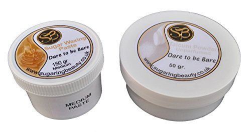 150 grams Sugaring Hair Removal Paste PLUS 50 grams Unperfumed Talcum Powder - Medium Paste