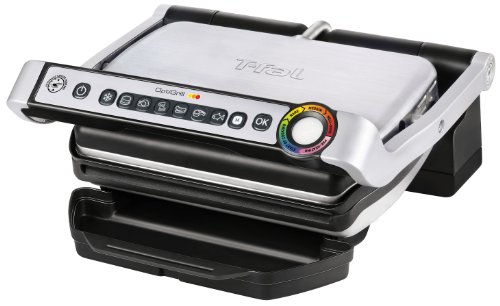 T-fal GC702D OptiGrill Stainless Steel Indoor Electric Grill, 1800-watt, Silver by T-fal