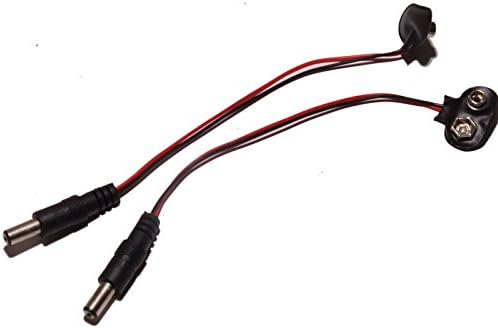 2 x PP3 9V Power Cable - 9V PP3 Battery Clip to 2.1mm DC Jack Plug for Arduino CCTV Electronics Vehicle (2 Pack)