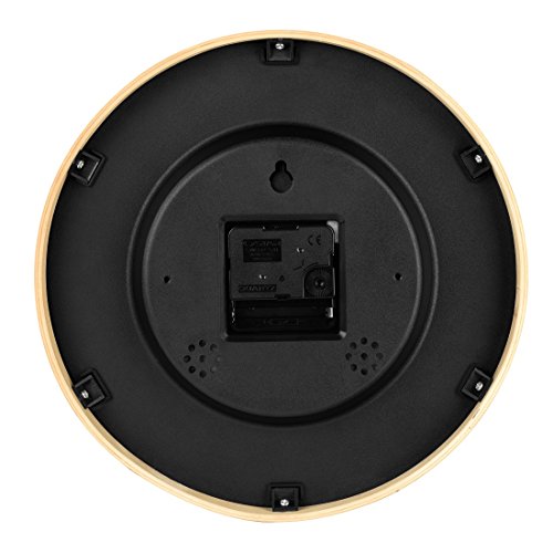 Hama Wanduhr, geräuscharme Uhr ohne Ticken, Holzrahmen, Punktedesign, 26 cm, hellgrau/weiß - 4