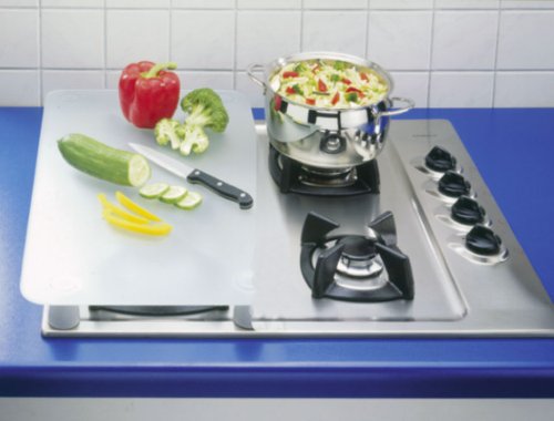 WENKO 2521200500 Herdabdeckplatte Universal mit Sicherheitsfolie – 2er Set, für alle Herdarten, Gehärtetes Glas, 30 x 1.8 – 4.5 x 52 cm, Mehrfarbig - 3