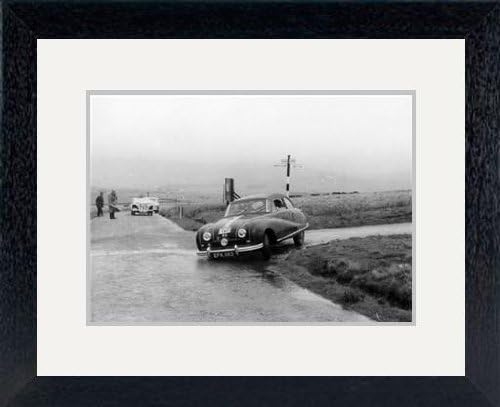 Print of 'Austin A90 competing in the MCC Medex Rally, 1954.' in Black Frame