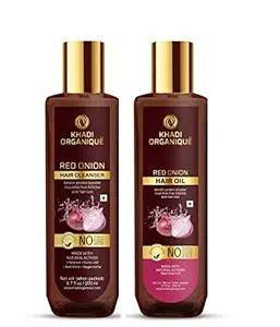 Khadi Organique Hair Care Kit with Onion (Red Onion Hair Shampoo + Onion Hair Oil(SLS & PARABEN FREE )