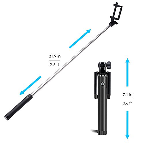 Power Theory Bluetooth Selfie Stick mit 20 Stunden Akkulaufzeit - Kabellose Wireless Selfie Stange fÃ¼r iPhone X 8 7 Plus 6s 6 SE 5S 5 Samsung Galaxy Android S8 S7 Edge S6 S5 S4 Note Mini Smartphone - Universal Monopod Stab