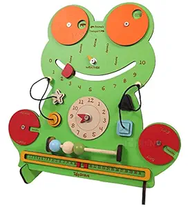 Toyshine Wooden The Flippy Busy Board with 10 Busy Activities | Big Size Montessori Gifts Toys for Toddlers Boys & Girls 2 3 4 5 Year Old Preschool Basic Skills Learning