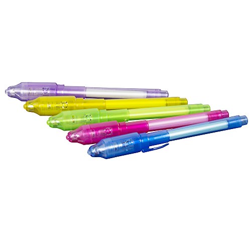 AKUNSZ 5 Stück UV Geheimstifte mit UV Licht Lampe, unsichtbar schreiben, 13.2cm inkl. wechselbaren Knopfzelle - 2