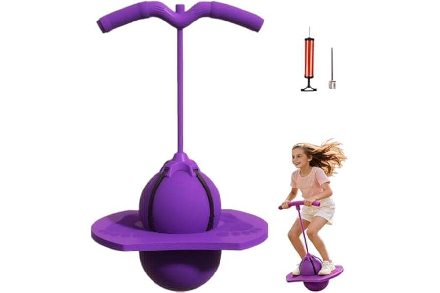 Pogo Sticks for Girls, Pogo Stick with Handle for Teens & Adults Up to 200lb, Balance Jumping Ball Safe Bouncing Pogo Jumper for Kids Age 10+, Indoor Outdoor Fun Toy with Non-Slip Foot Pads (Purple)