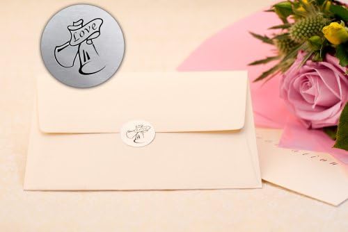 Festive Labels 210x “Wedding Bells”, METALLIC SILVER Wedding Invitation Envelope Seals, Round Sticky Self-Adhesive Permanent Stickers for Invites/Letters, 25MM Circular Pre-Printed Stationary