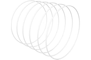 Worown 6 Pezzi 20cm Anelli in Metallo Bianco, Cerchi per Decorazioni, Ghirlanda per Realizzare Decorazioni Nuziali e per Appendere le Pareti
