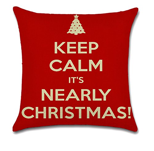 Blue BD 2 Fundas de Almohada, Rojo, X-Mas - , 42 cm x 42 cm Algodón Lino Navidad, Advent, decoración sofá Cama Home Decor Funda de Almohada cojín (, Funda de Almohada