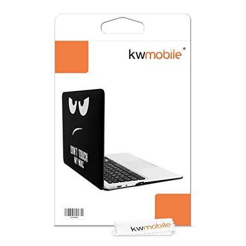 kwmobile Hardcase Laptop Hülle für Apple MacBook Air 13″ (ab Mitte 2011) – Don’t touch my Mac Design Weiß Schwarz dünne gummierte Schutzhülle Cover Case Tasche - 7