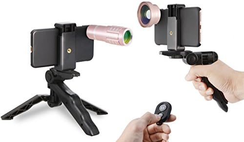 MY MIRACLE 3 in 1 HD Camera Lens Kit for iPhone 6/6S/6plus/6s plus/7/7plus（12X Optical Zoom Aluminum Telephoto Lens + 0.45X Super Wide Angle Lens + 12.5X Macro Lens) with Accessories (3 IN 1, Rose Gold)