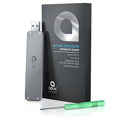 CSL – SSD Festplattengehäuse für M.2 Festplatten | mit Schiebemechanismus | USB 3.0 Case auf M2 Adapter (NGFF) | 1x M.2 Key B | m.2-Schnittstellen-Standard (NGFF) | Module: 2230 / 2242 / 2260 / 2280 | UASP-Unterstützung - 5