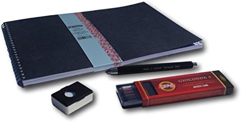 Fine art set includes clutch lead 5.6mm holder, mixed pack of 6 4B leads, plus A4 wire o sketch book