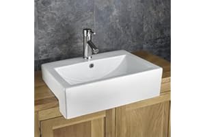 Clickbasin Semi Recessed Rectangle Washbasin Sink 540mm x 440mm Vienna