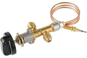EASYBYMALL Sicherheitsregelventil-Set, inklusive Ventil, Knopf und Thermoelementdraht, für Gasgrill, Kamin, Grill, 12 x 6 x 5 cm, gelb, Messing