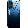 SEAHAI Case for OPPO A78 5G / OPPO A58 5G / OPPO A58X, Ultra Thin Gradient Color Tempered Glass Hard Back & Soft Silicone TPU Bumper Hybrid Shockproof Cover, Elegant Blue