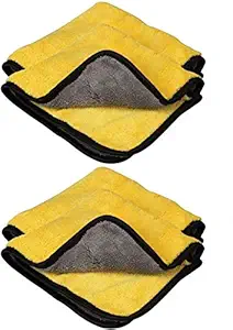 VRT Ultra Premium Super Absorbent Extra Thick Multipurpose Microfiber Cloth for Car Cleaning, Kitchen, Bike, Laptop, LED TV, Mirrors, Bathrooms, Furniture (45 x 45cm, Pack of 4)