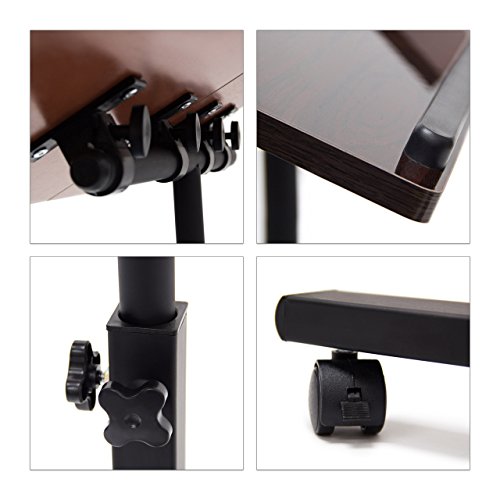 Relaxdays Laptoptisch höhenverstellbar XL HBT: 100 x 77 x 40 cm Großer Notebook Tisch als Sofatisch und Beistelltisch mit 4 bremsbaren Rollen für Tablet mit Mouse Ablage und Antirutsch-Leiste, schwarz - 7