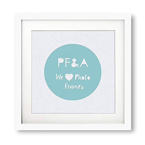 PF&A 10x10" por 8x8" - Marco de Fotos Cuadrado - Blanco Oxford - Cristal